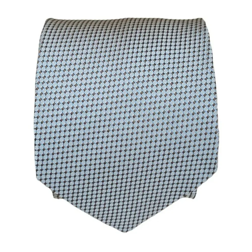 ERMENEGILDO ZEGNA Beige Geometric Silk Tie ITALY 58"/ 3.5" EC - Picture 1 of 4